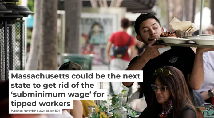 A Massachusetts ballot initiative would get rid of the state’s tipped minimum wage. AP Photo/Marta Lavandier